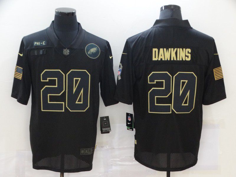 Men Philadelphia Eagles 20 Dawkins Black gold lettering 2020 Nike NFL Jersey